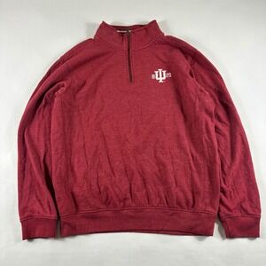 League Indiana University Mens XL Quarter Zip Sweatshirt Red Sports College